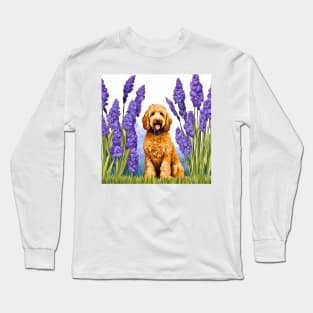 Goldendoodle Amongst Irises Long Sleeve T-Shirt